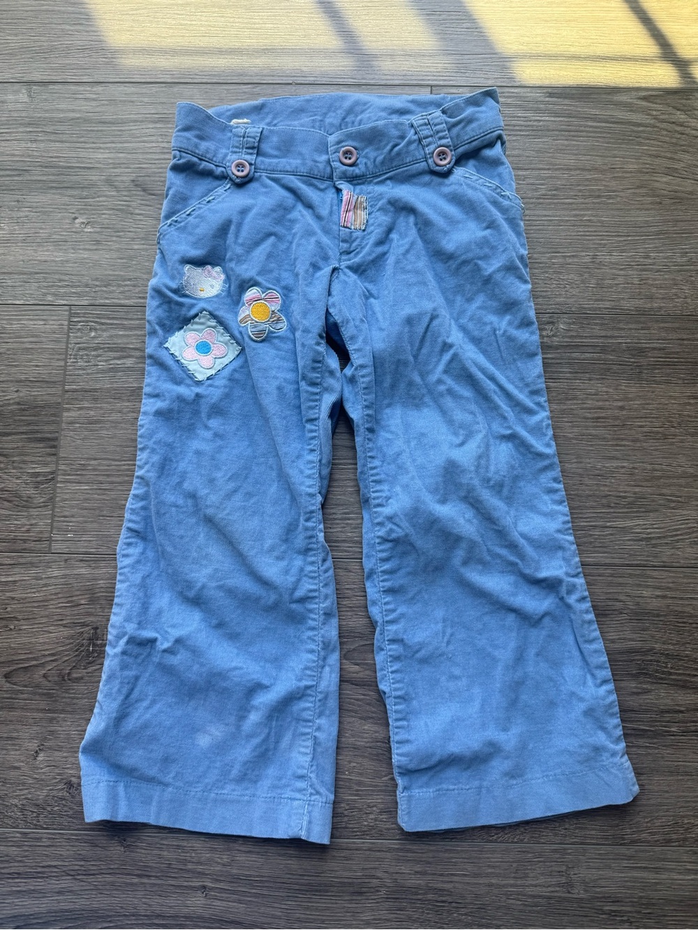 Vintage 2006 Hello Kitty Sanrio Patchwork Wide Leg Pants Kids Size 4 Y2K